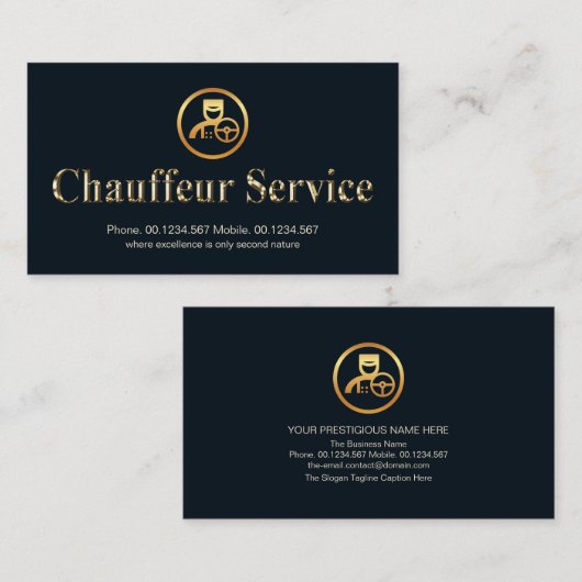 Metallic Gold Chauffeur Service Signage Driver Visitekaartje (Voorkant / Achterkant)