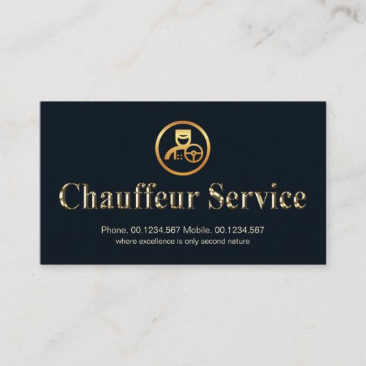 Metallic Gold Chauffeur Service Signage Driver Visitekaartje (Voorkant)