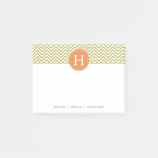 Metallic Gold Chevron Monogram Post-it® Notes (Voorkant)