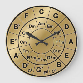 Metallic Gold Circle Fifths Chord Wheel Clock Grote Klok