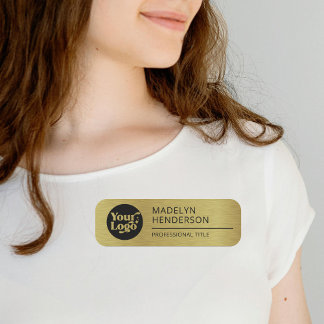 Metallic Gold Company Logo Medewerker Magnetisch Naamplaatje