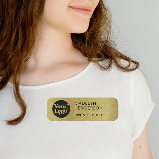 Metallic Gold Company Logo Medewerker Magnetisch Naamplaatje