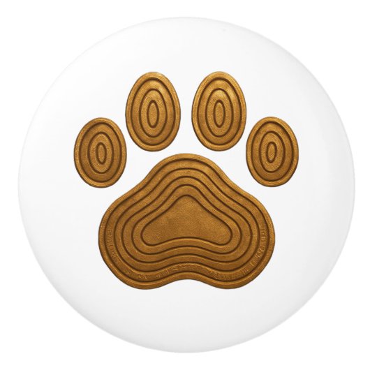 "Metallic Gold" Contour-Look Pawprint keramische k Keramische Knop (Voorkant)