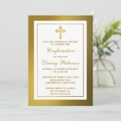 Metallic Gold Cross Heilige Communie of Bevestigin Kaart (Staand voorkant)