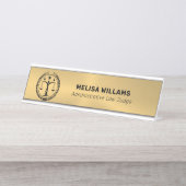 Metallic Gold Custom Logo Bureau Naambordje (Voorkant)