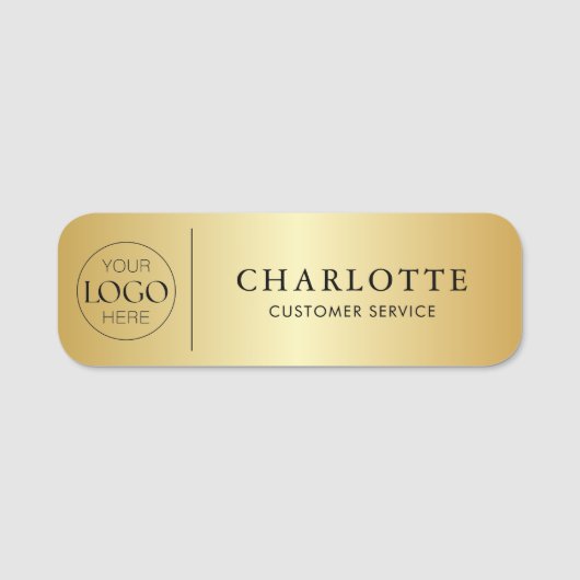 Metallic Gold Custom Logo Kantoor Medewerker Naamplaatje (Voorkant)