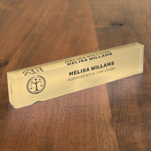 Metallic Gold Custom Logo Naambordje (Zijkant)