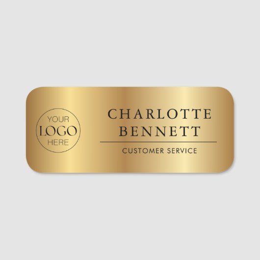Metallic Gold Custom Logo Office Employee Staff Naamplaatje (Voorkant)