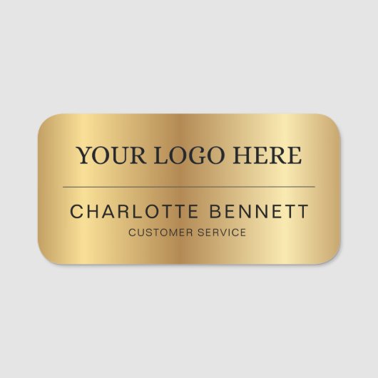 Metallic Gold Custom Logo Office Employee Staff Naamplaatje (Voorkant)