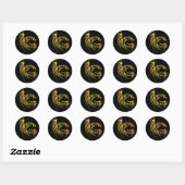 Metallic Gold Dragon Ronde Sticker (Vel)