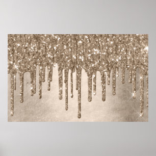 Metallic Gold Drip   Elegant Champagne Icing Pour Poster
