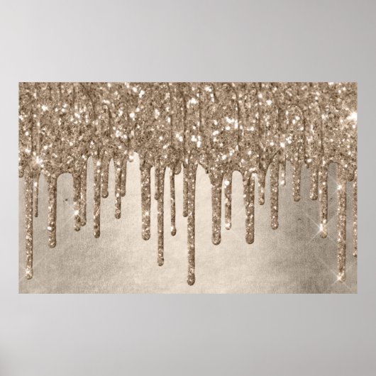 Metallic Gold Drip | Elegant Champagne Icing Pour Poster (Voorkant)