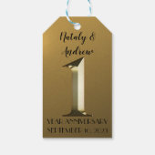 Metallic gold eerste trouwdag cadeaulabel (Achterkant)