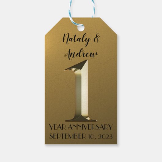 Metallic gold eerste trouwdag cadeaulabel (Achterkant)