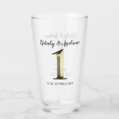 Metallic gold eerste trouwdag glas (Achterkant)