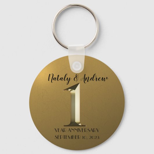 Metallic gold eerste trouwdag sleutelhanger (Voorkant)