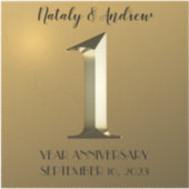 Metallic gold eerste trouwdag sticker (Voorkant)