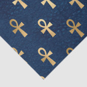 Metallic Gold Egyptian Ankh over Navy Blue-ontkopp Tissuepapier (Detail)