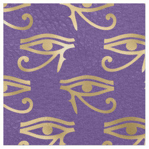 Metallic Gold Egyptian Eye op Paars Stof