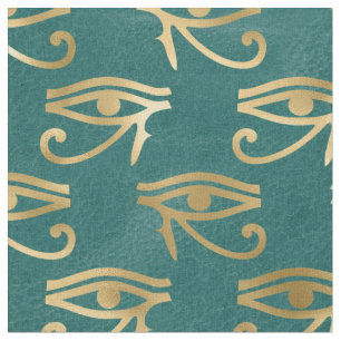Metallic Gold Egyptian Eye over Groen Stof