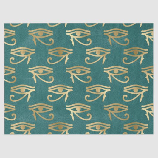 Metallic Gold Egyptian Eye over groene ontkoppelin Tissuepapier (Voorkant)
