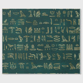 Metallic Gold Egyptian Hieroglyphs op Forest Green Cadeaupapier (Vlak)
