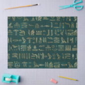 Metallic Gold Egyptian Hieroglyphs op Forest Green Tissuepapier (Craft)