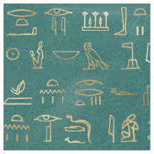 Metallic Gold Egyptian Hieroglyphs over Groen