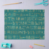 Metallic Gold Egyptian Hieroglyphs over Groen Tissuepapier (Craft)