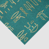 Metallic Gold Egyptian Hieroglyphs over Groen Tissuepapier (Detail)