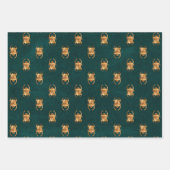 Metallic Gold Egyptian Scarab Beetles over Groen Inpakpapier Vel (Voorkant)