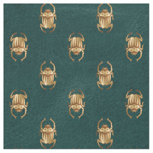Metallic Gold Egyptian Scarab Beetles over Groen Stof