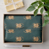 Metallic Gold Egyptian Scarab Beetles over Groen Tissuepapier (Geschenk)