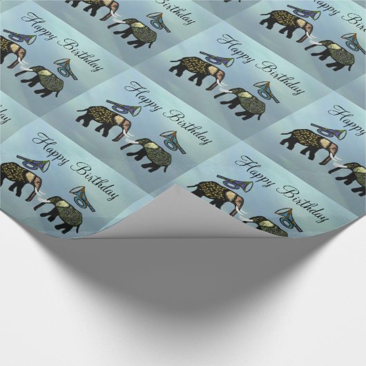 Metallic Gold Elephants Cadeaupapier (Hoek)