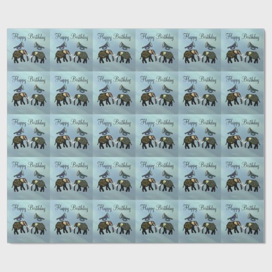 Metallic Gold Elephants Cadeaupapier (Vlak)