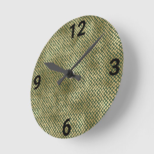 METALLIC GOLD EMERALD ANIMAAL PRINT WALL CLOCK RONDE KLOK (Hoek)
