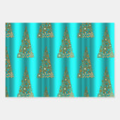 Metallic Gold en Aqua Kerstmis Inpakpapier Vel (Voorkant)