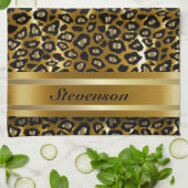 Metallic Gold en Black Leopard Animal Pattern Theedoek (Gevouwen)