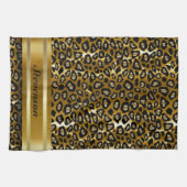 Metallic Gold en Black Leopard Animal Pattern Theedoek (Horizontaal)