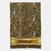 Metallic Gold en Black Leopard Animal Pattern Theedoek (Verticaal)