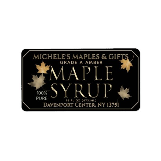 Metallic Gold en Black Maple Address Label (Voorkant)