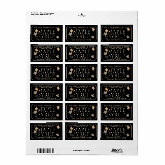 Metallic Gold en Black Maple Address Label (Full Sheet)