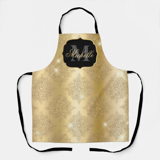 Metallic Gold en Glitter Glam Filigree Monogram Schort (Voorkant)