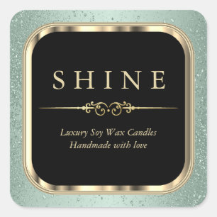 Metallic Gold en Mint Green Labels Square