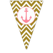 Metallic Gold en White Chevron met roze nicht Vlaggetjes (Eerste vlag)