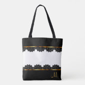 Metallic Gold en  zwarte kant Tote Bag (Achterkant)