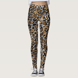 Metallic Gold en zwarte luipaarden op witte Leggi Leggings