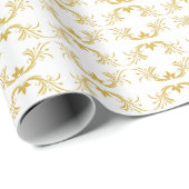 Metallic Gold Floral Gift Wrap Cadeaupapier (Rol Hoek)