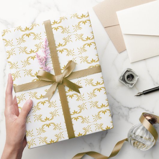 Metallic Gold Floral Gift Wrap Cadeaupapier