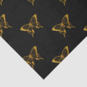 Metallic Gold Foil Butterflies op Black Tissuepapier (Detail)